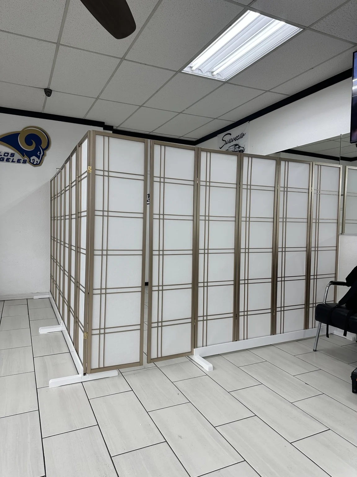 Privacy divider installation for a business
